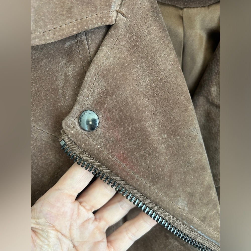 Taupe Suede Leather Moto Style Women's Jacket Size Small - Picture 2 of 7